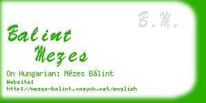 balint mezes business card