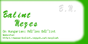 balint mezes business card